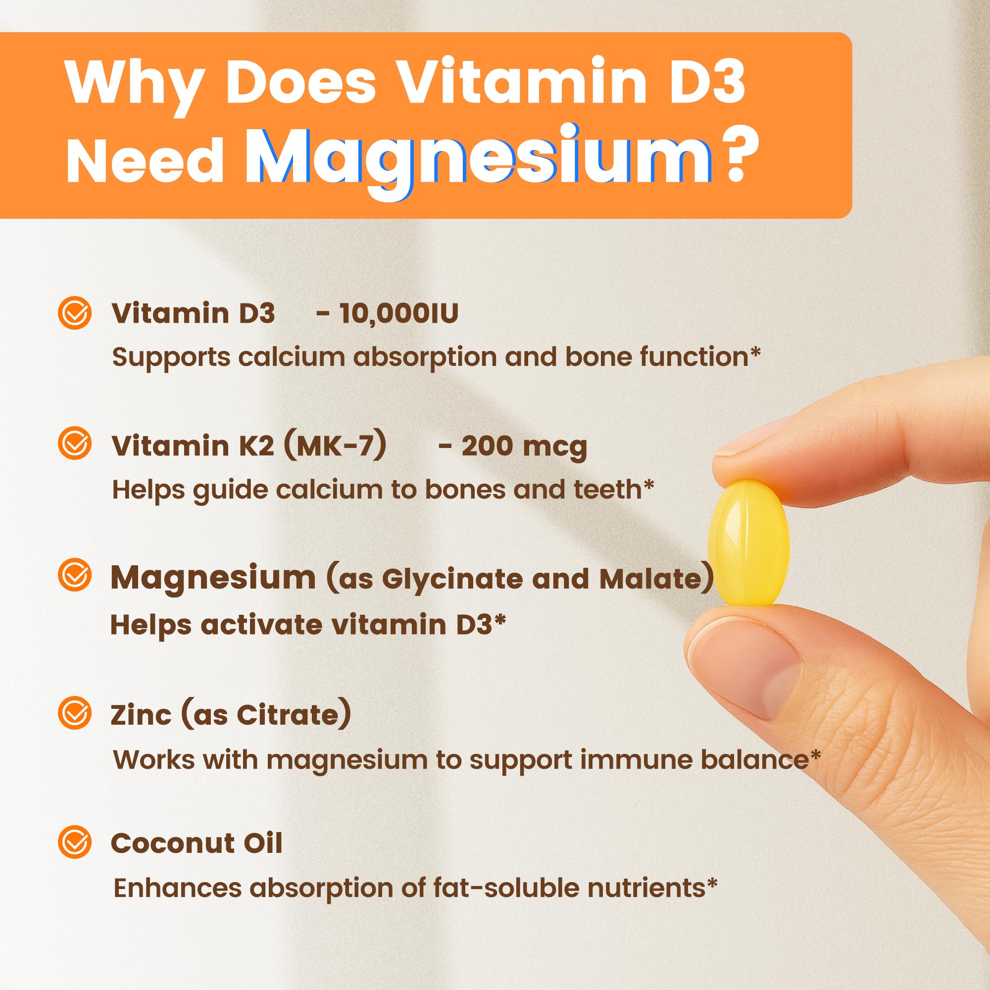 Coconut oil emulsion illustrating absorption support in formula.