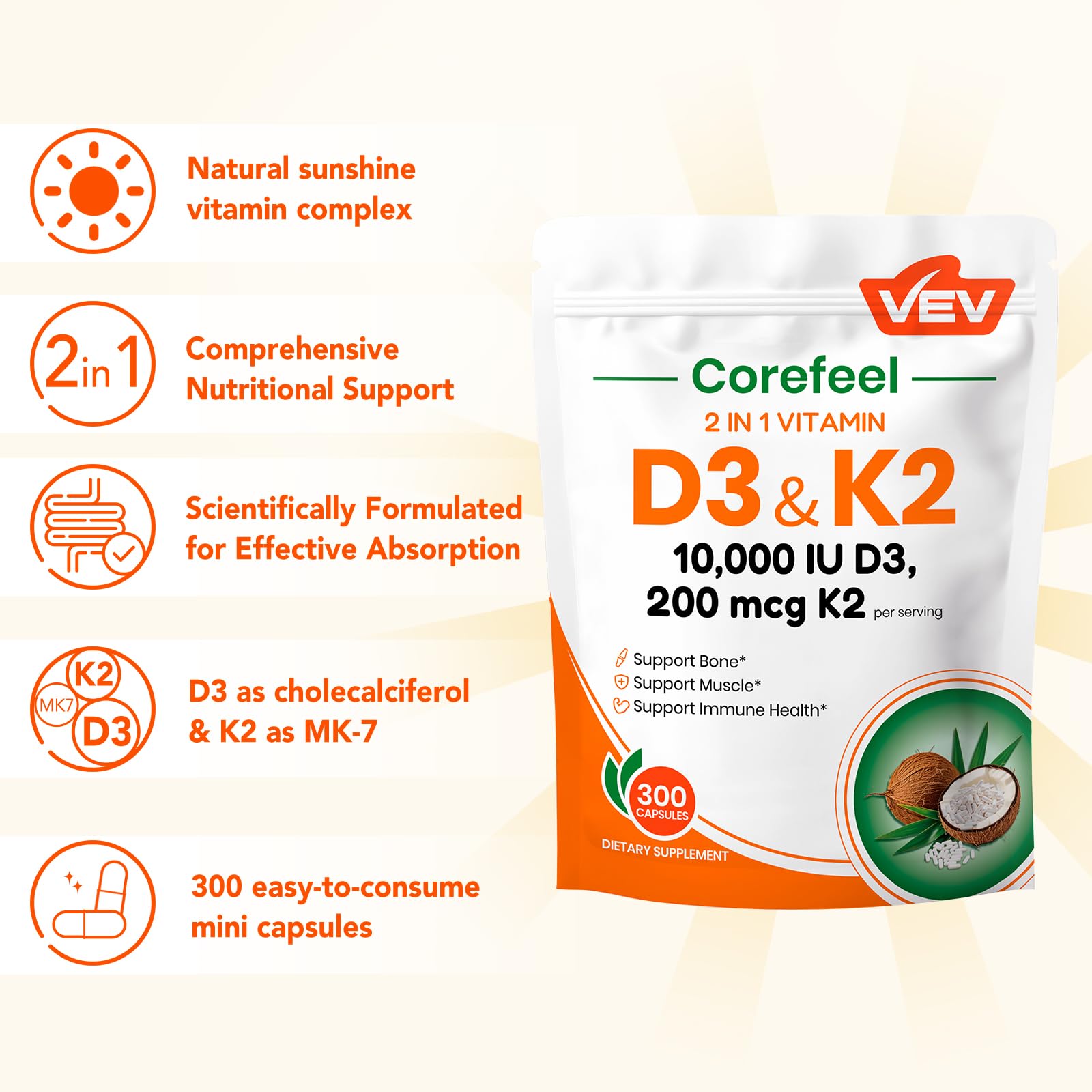 VEV Corefeel packaging features GMP-compliant production for reliable pairing.
