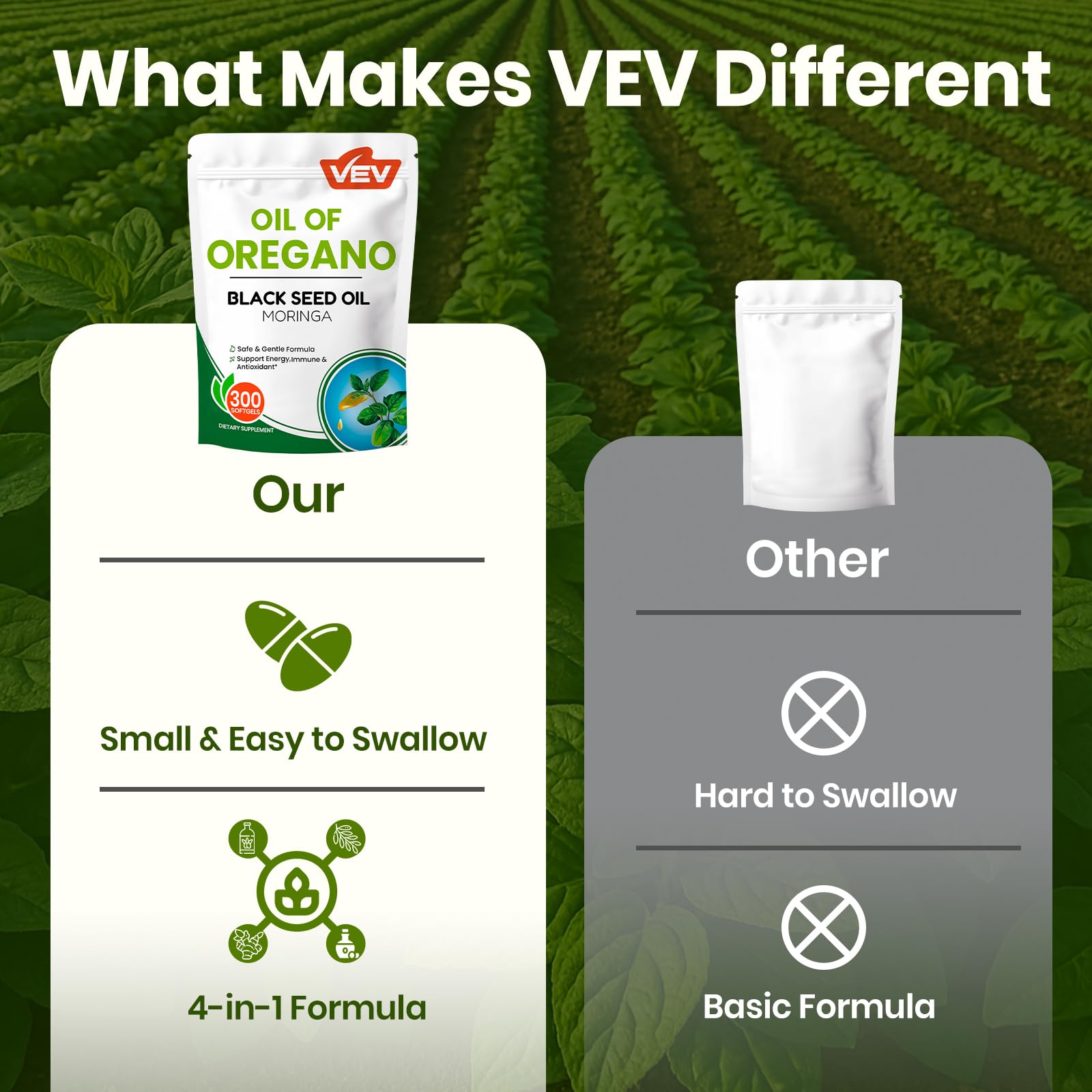 VEV daily-immune-support softgels highlight convenient everyday use.