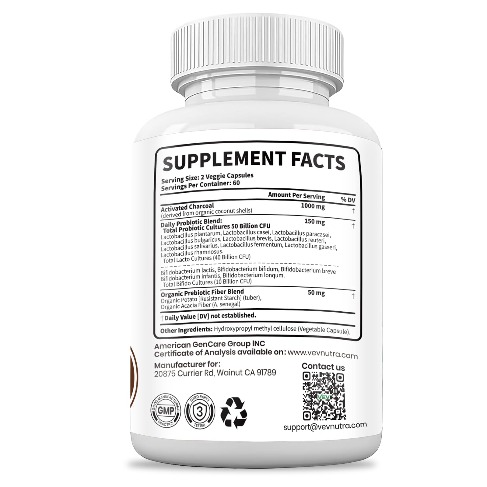 VEV vegan capsules in glass bottle for simple daily supplement use