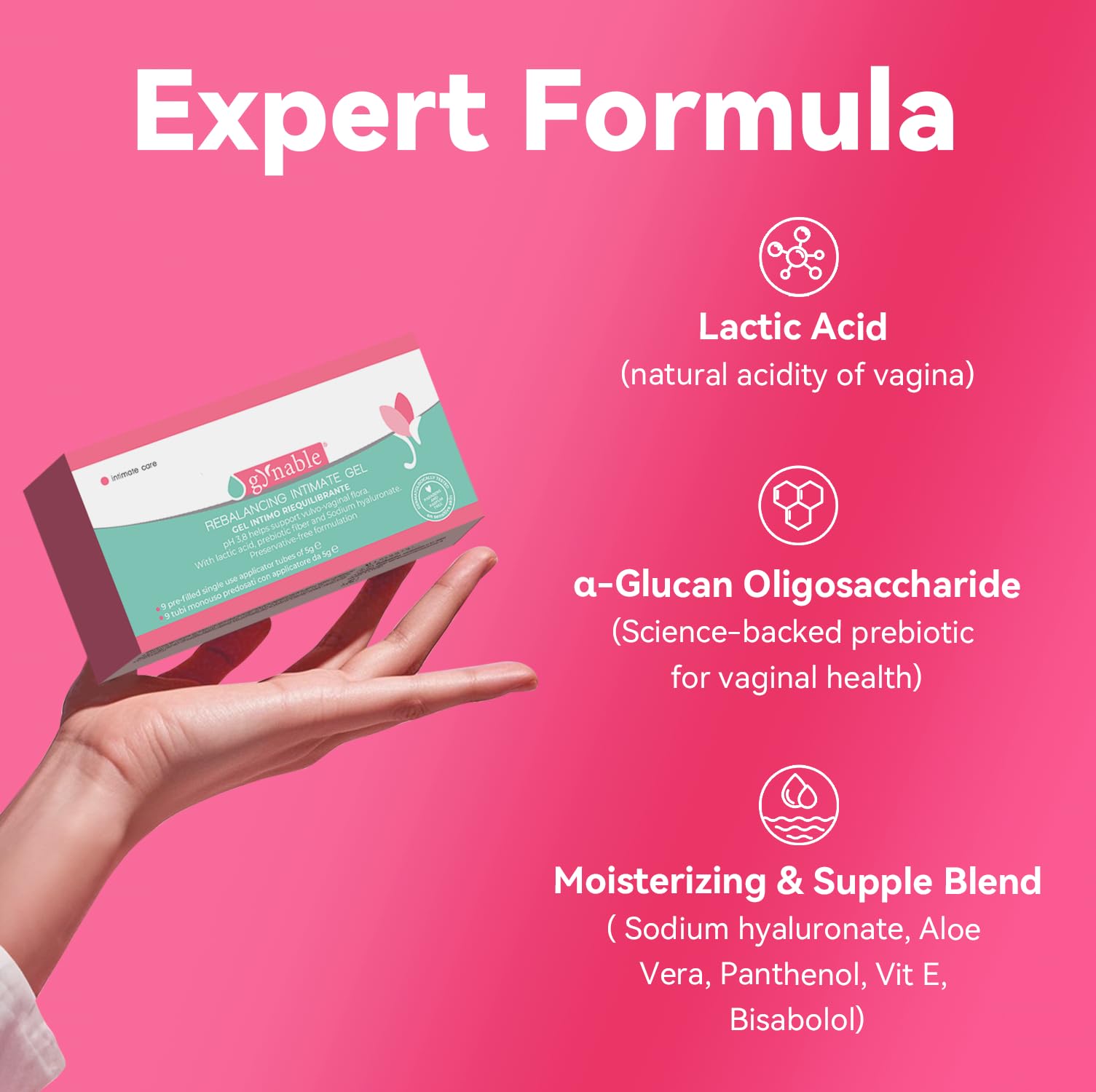Vevoec Gynable vaginal probiotic gel application close-up for direct use