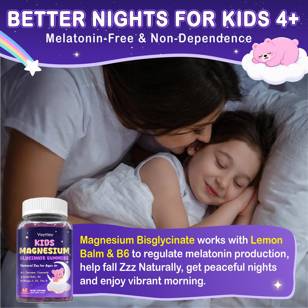Child taking a gummy to support a peaceful bedtime routine with Veyttisy.