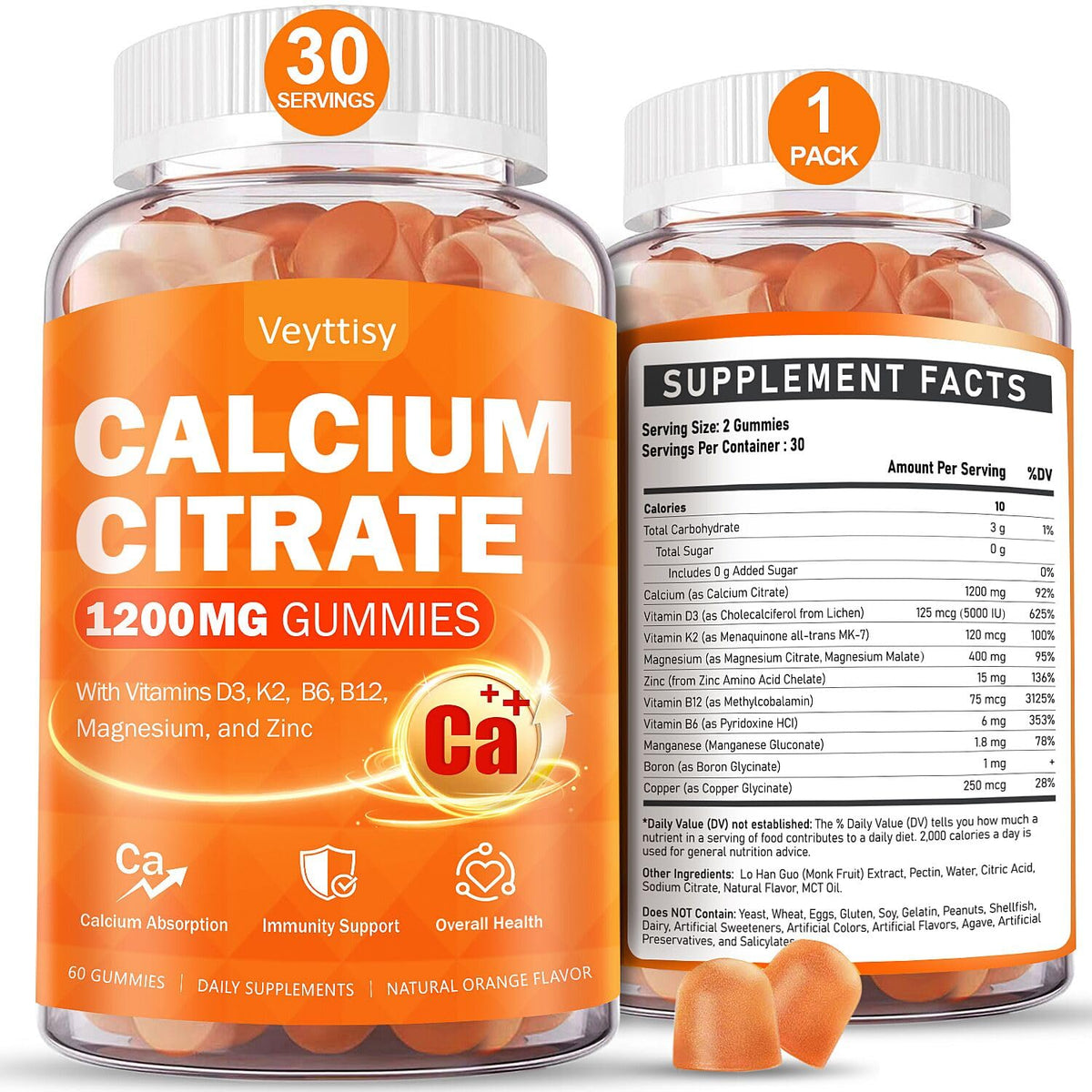 Veyttisy Calcium 1200mg bottle promotes convenient daily calcium support.