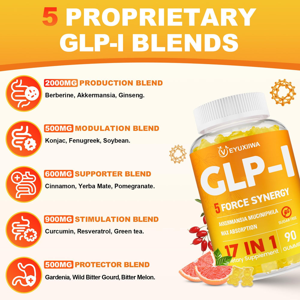 Close-up of GLP-l gummies highlighting texture and Yuzu flavor.