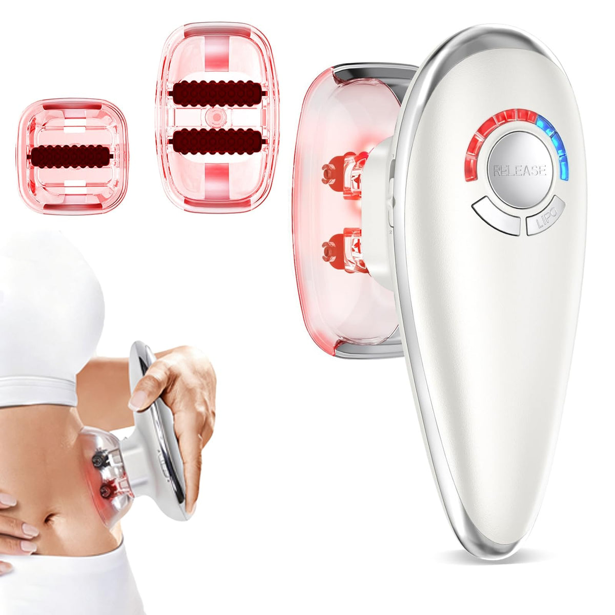 VEZURZO 4-in-1 massager targeting belly and thighs for smoother contours.