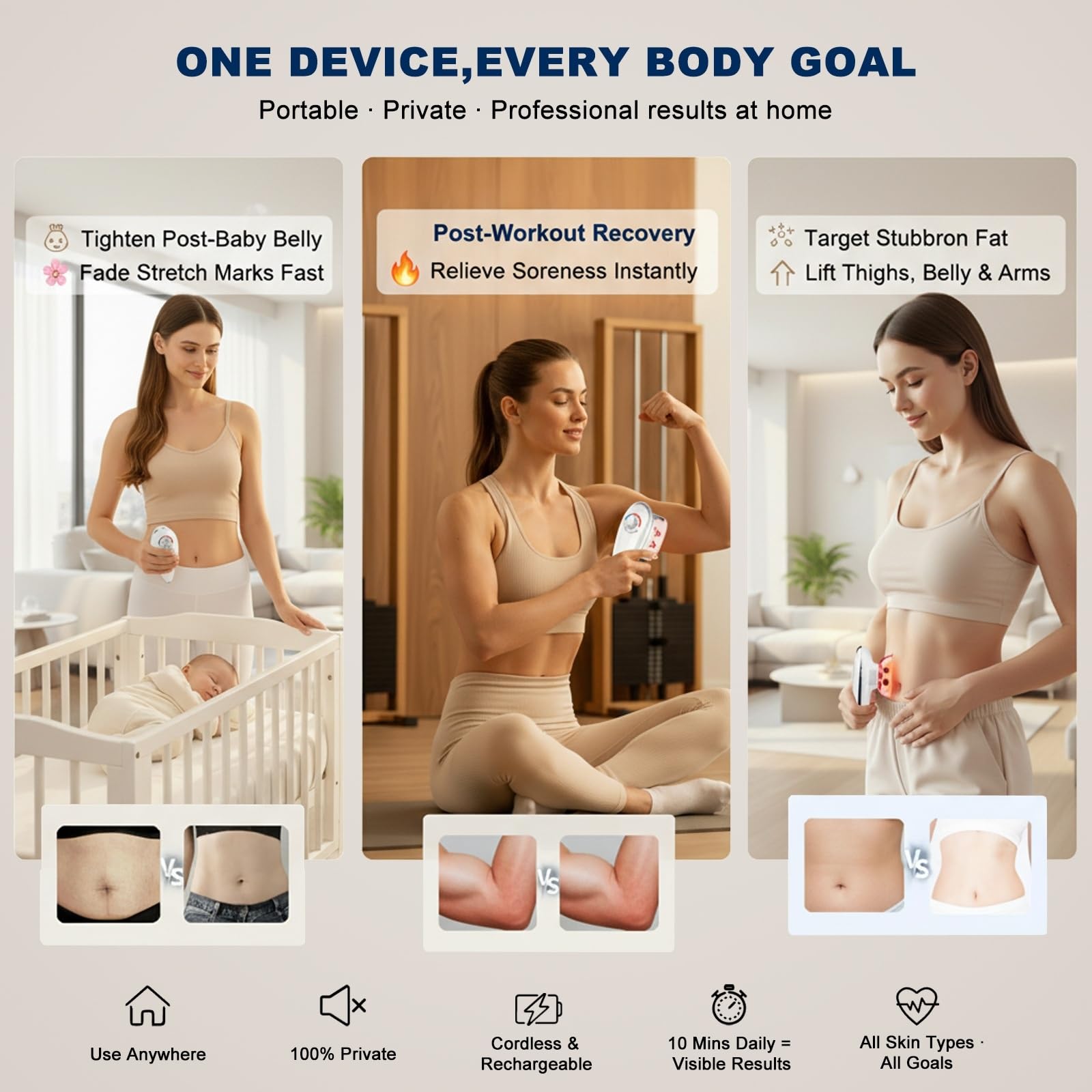 VEZURZO ergonomic silicone cups on curved body areas for comfort.