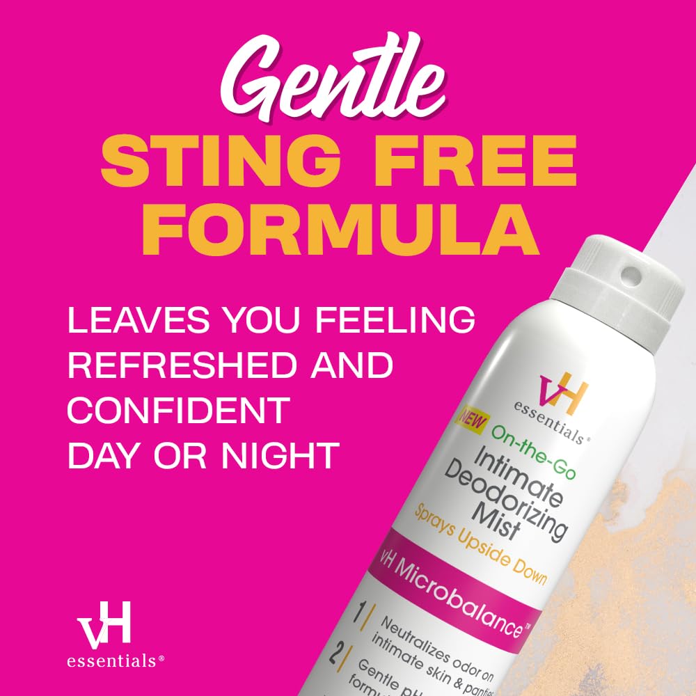 VH Essentials Feminine Mist 3oz can for travel-friendly freshness.