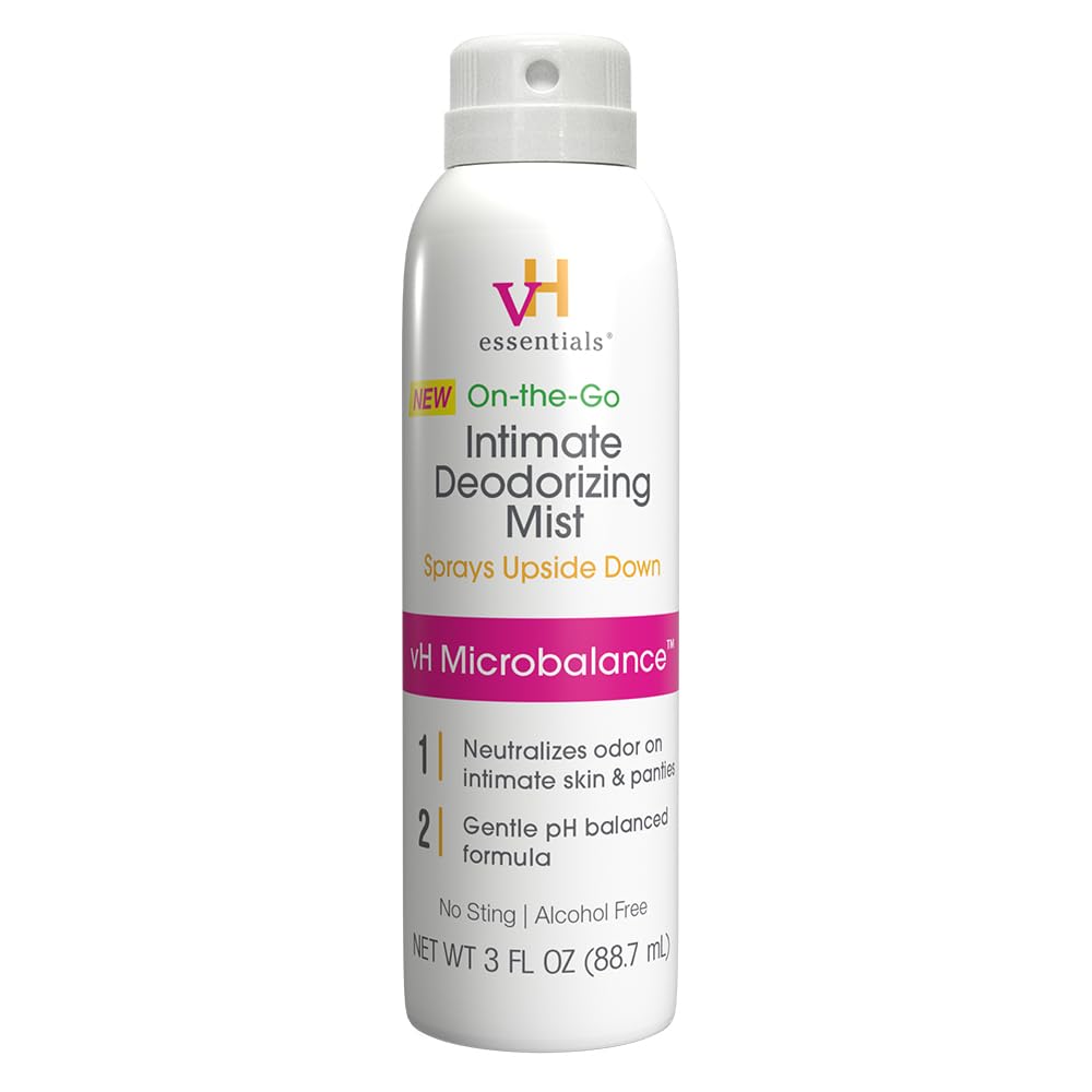VH Essentials Feminine Mist bottle showing discreet, refreshing spray for on-the-go use.