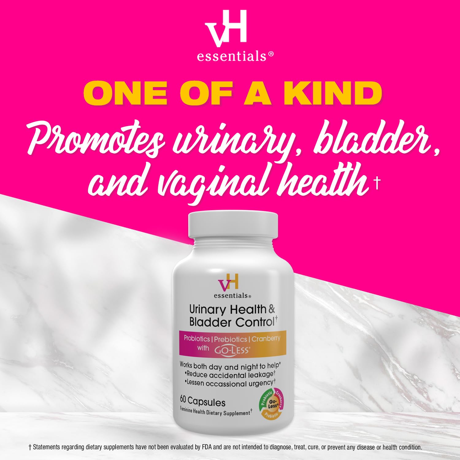vh essentials pacran cranberry extract capsules in focus for urinary health.