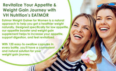 Close-up of Eatmor capsules highlighting the easy-to-swallow design.