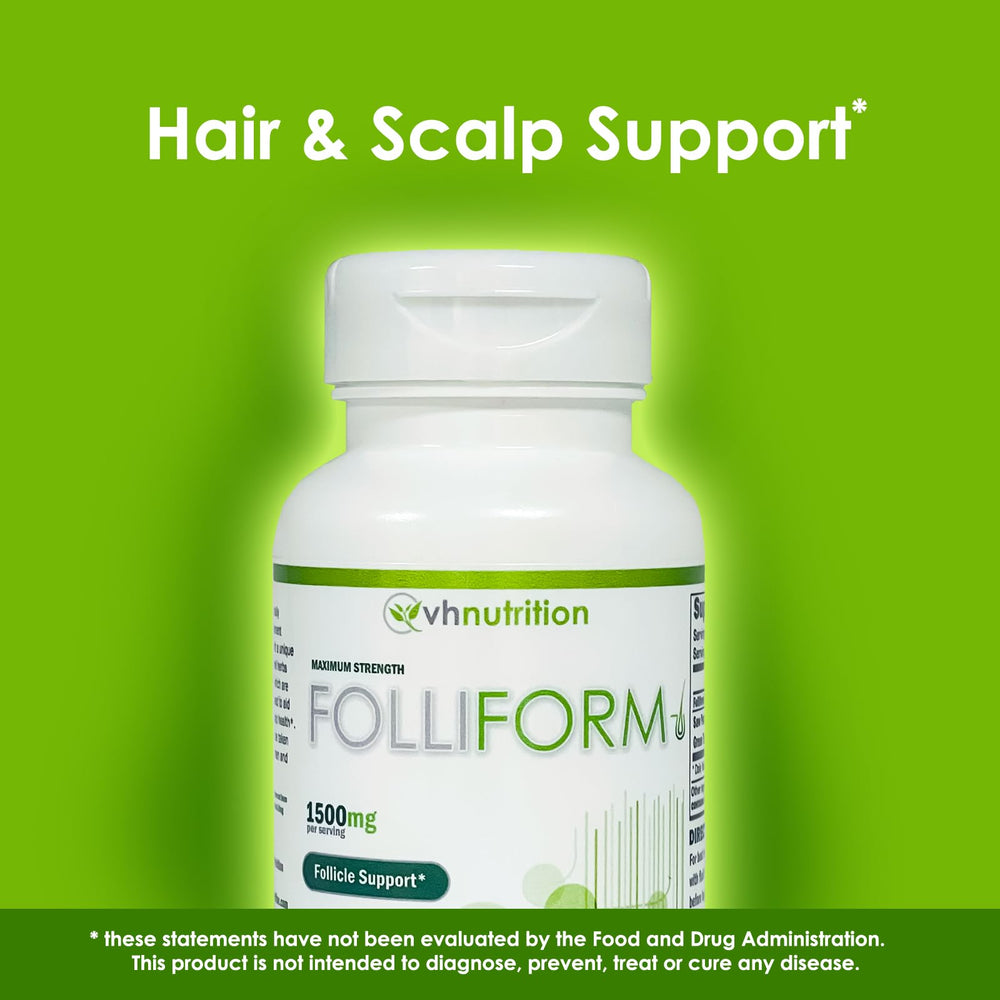 Saw palmetto and botanicals visualized in the FOLLIFORM formula.