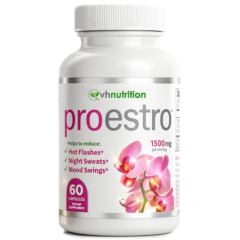 VH Nutrition PROESTRO bottle cap showing compact capsules for daily balance