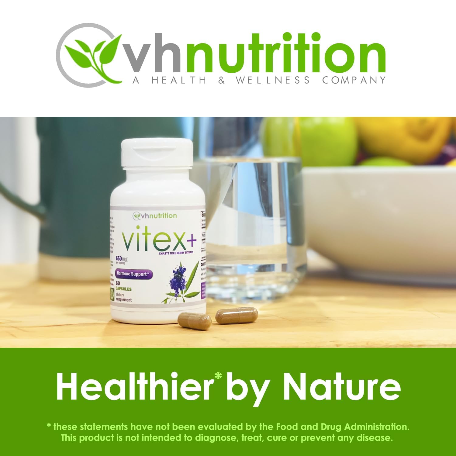 VH Nutrition VITEX+ closeup of capsule texture signaling quality and clean formulation