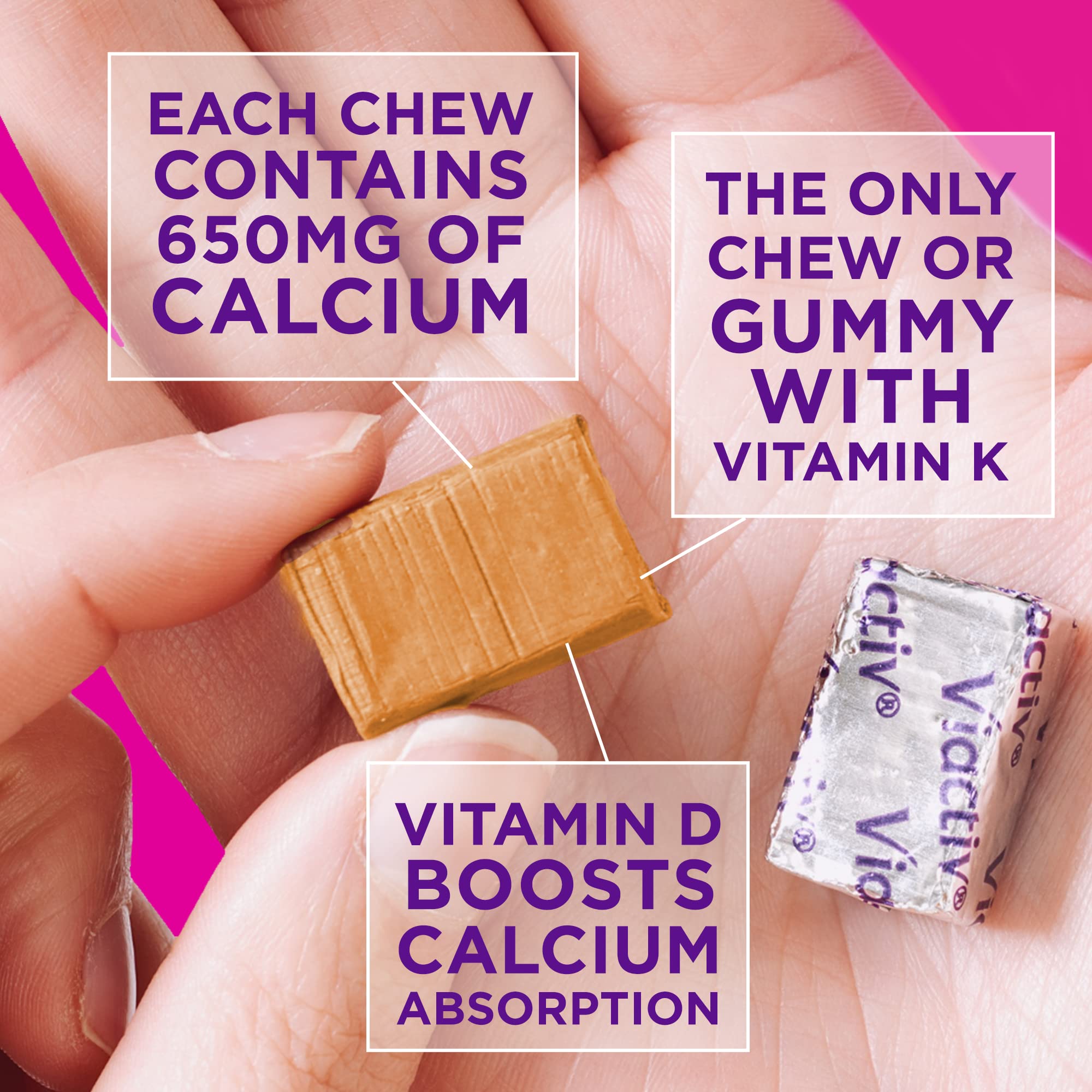 Viactiv Calcium Soft Chews on a desk, easy reminder to take calcium daily.