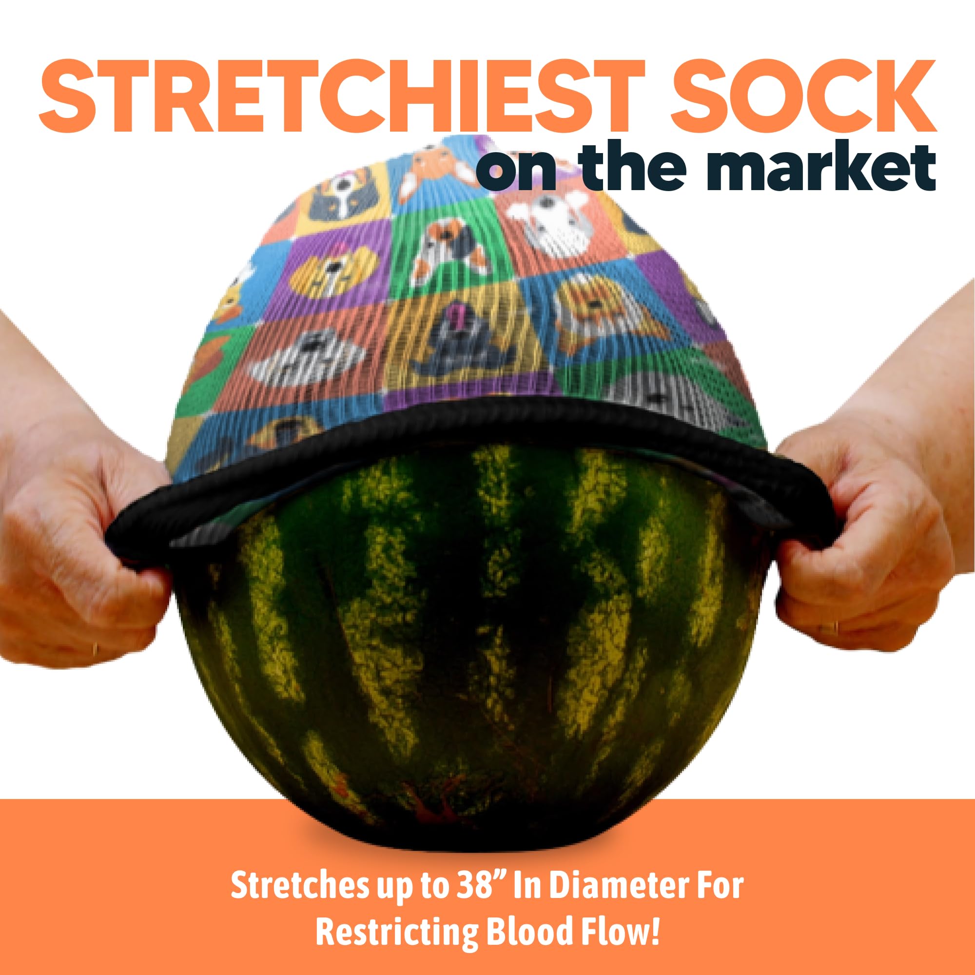 Viasox Dogs EasyStretch demonstrates seamless toe for irritation-free wear.
