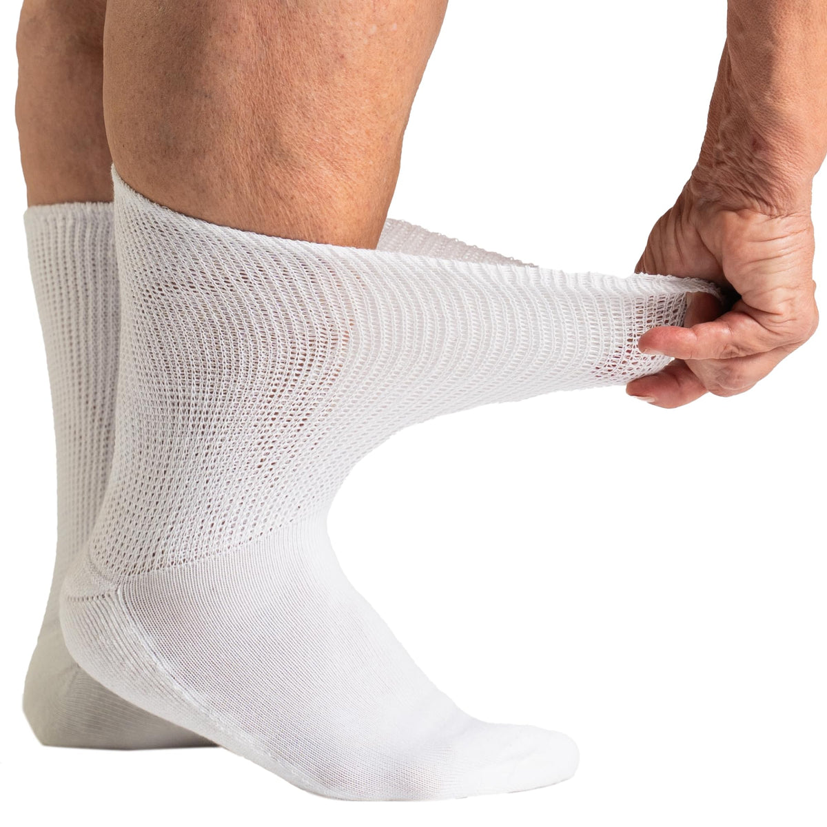 Viasox EasyStretch diabetic crew sock top view with relaxed fit for sensitive feet.