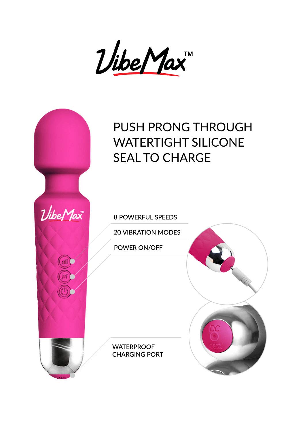 VibeMax massager travel pouch image emphasizes portable storage for easy transport.