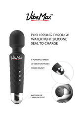 VibeMax charging with travel pouch for on-the-go use.