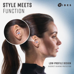 VIBES High-Fidelity Ear Plugs with a travel case for portable hearing protection on the go.