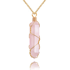 VIBILIA Healing Crystal Necklace with rose quartz point pendant for emotional balance.