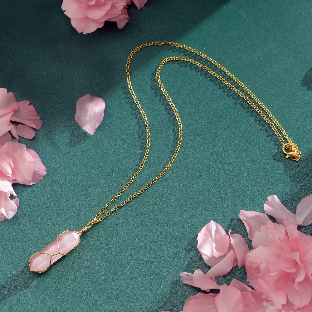 VIBILIA Natural crystal necklace showcases raw energy stone for daily wear.