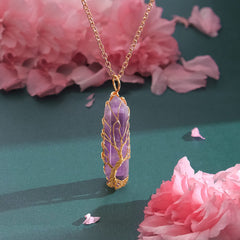 VIBILIA healing crystal necklace worn as versatile jewelry for women and men