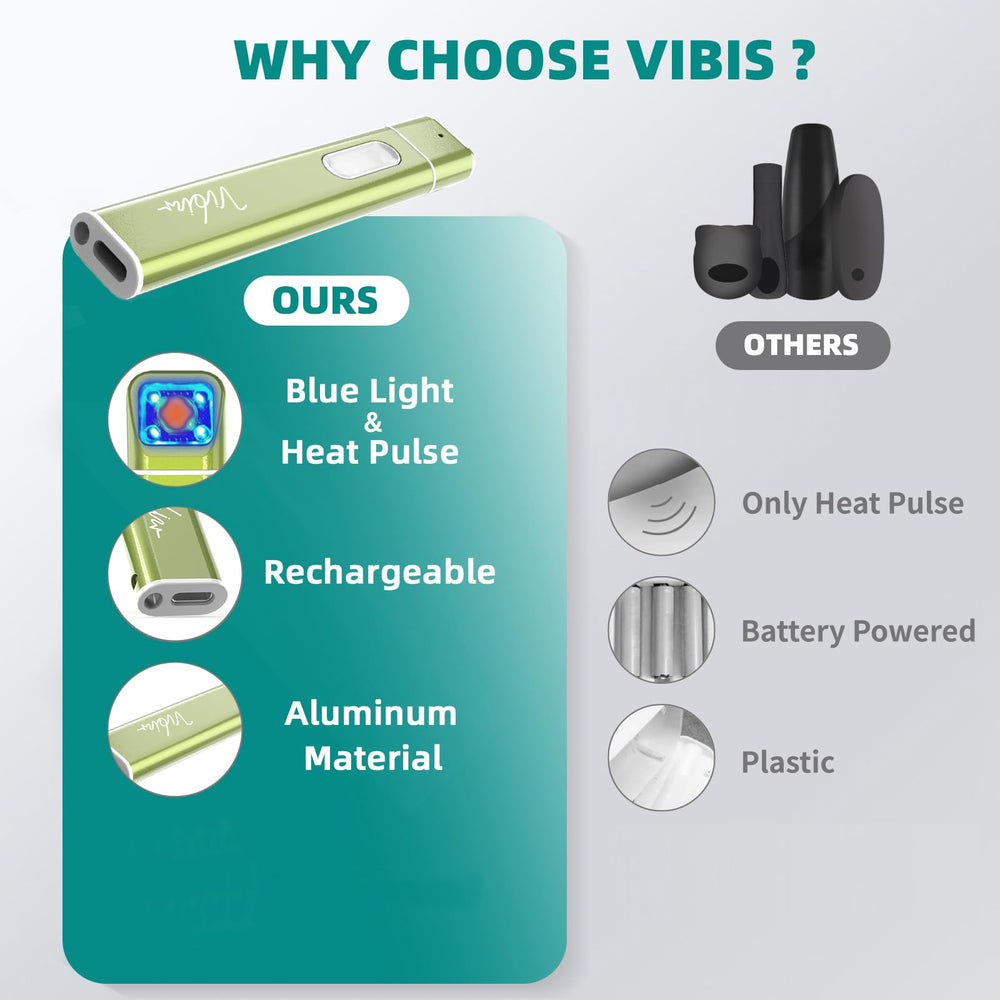 Vibis Bite Relief Pen in heated mode applied to a bite for comfort.