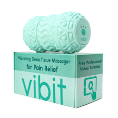 Vibit vibrating massage roller targeting feet for plantar fasciitis relief.