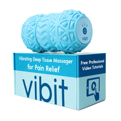Vibit vibrating massage roller for deep tissue relief on feet and calves.