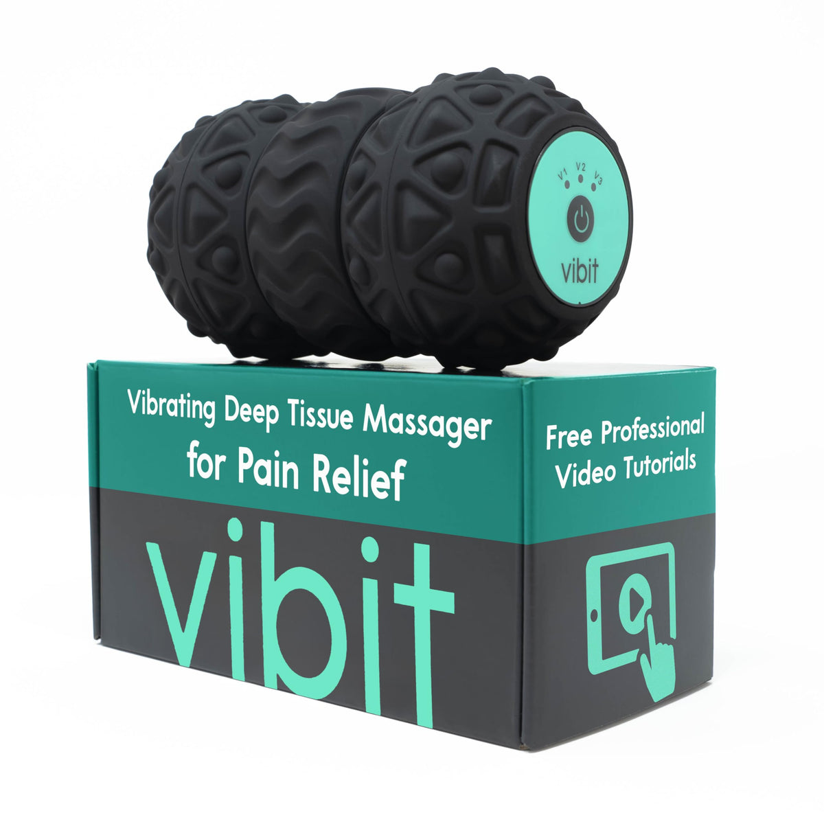 Vibit vibrating massager in hand for on-the-go relief and muscle recovery.