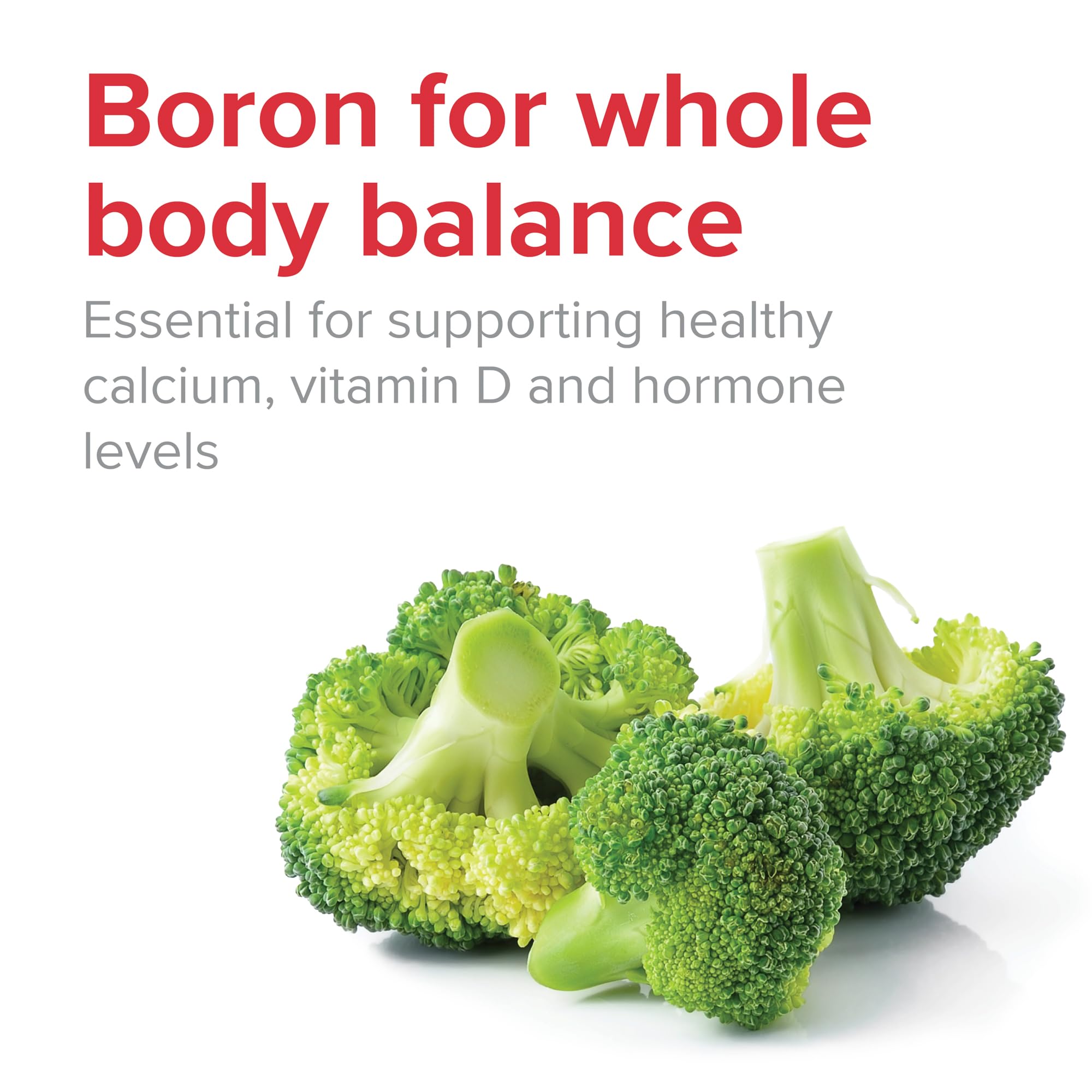Vibrant Health boron broccoli powder capsule image showing added plant nutrient source.