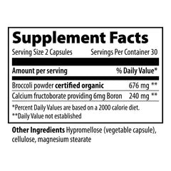 Vibrant Health boron packaging and label with transparent ingredients.