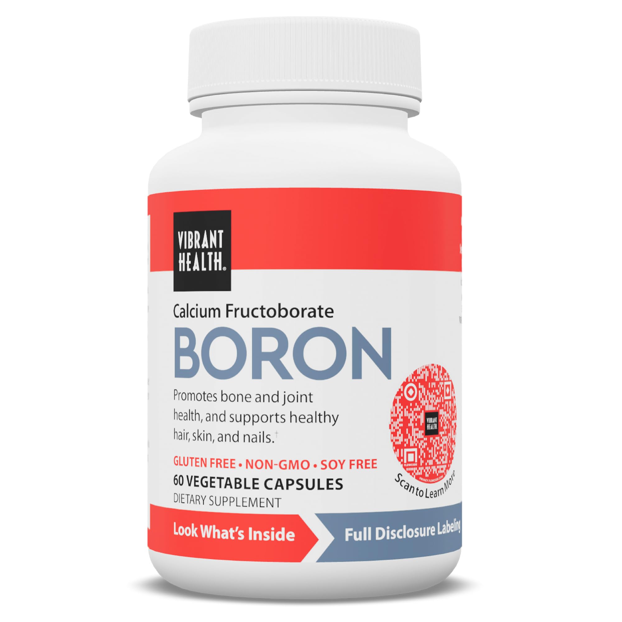 Vibrant Health boron supplement bottle suggesting joint and bone support.