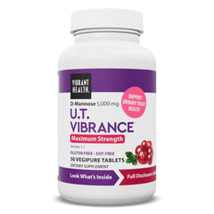 Vibrant Health U.T. Vibrance bottle with tablets for daily urinary support
