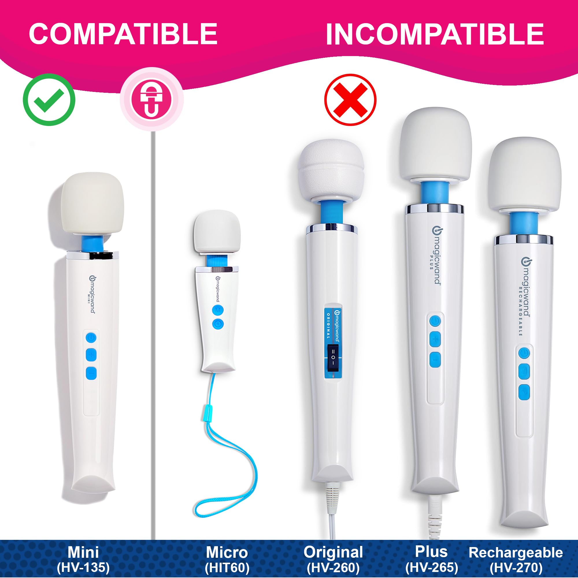 Detachable 6ft cord for Vibratex Magic Wand Mini enabling flexible setup.