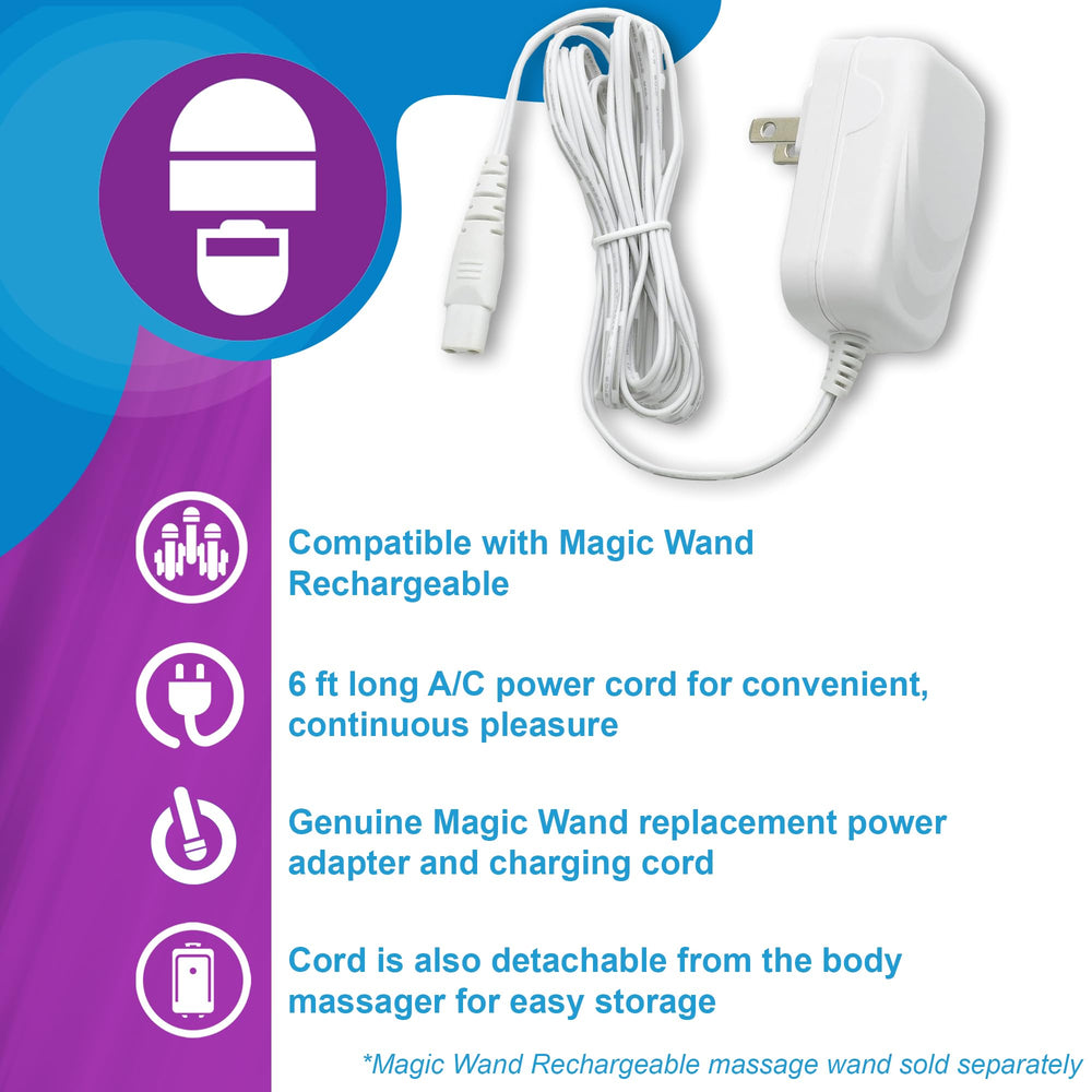 Vibratex Magic Wand 6ft charging cord for flexible massager sessions