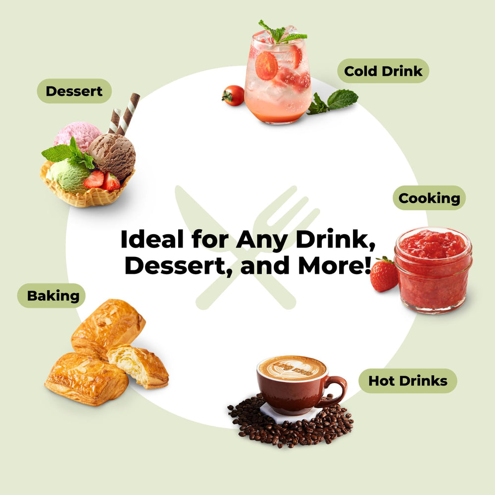 Viccoky Stevia powder in kitchen scene suggests healthy, sugar-free recipe options.