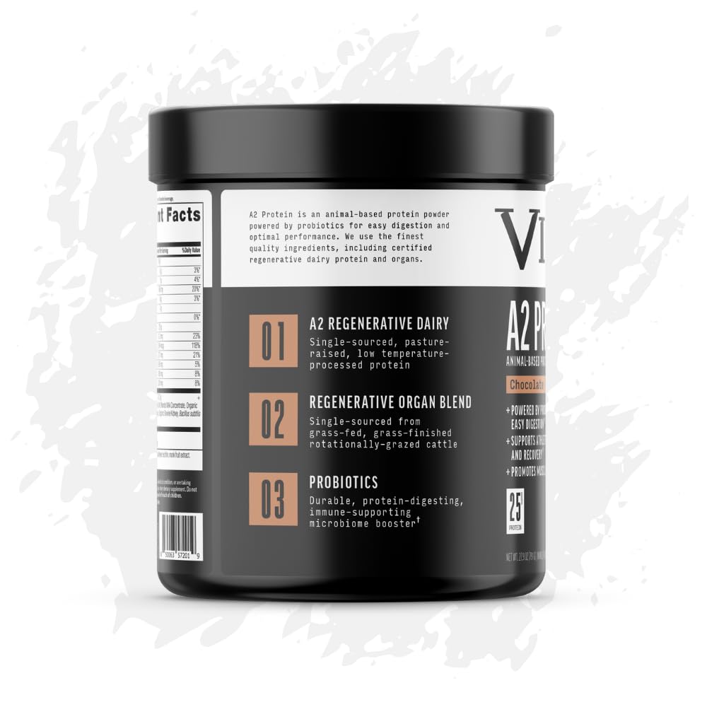 Vicera A2 Protein Powder gluten-free badge on the packaging.