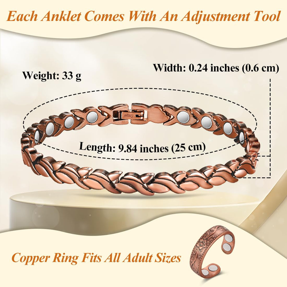 Adjustable clasp detail on Vicmag copper anklet for secure, versatile fit