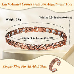 Adjustable clasp detail on Vicmag copper anklet for secure, versatile fit