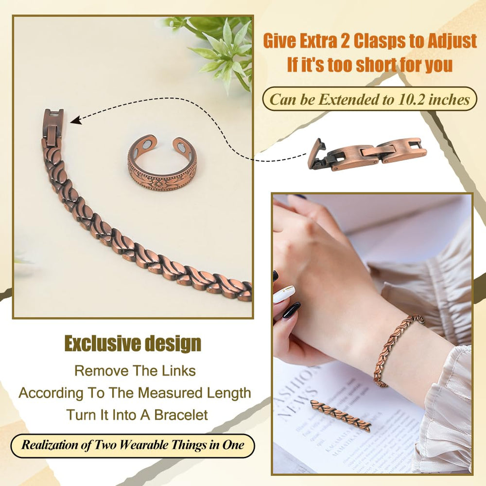 Fish-tail pattern links add graceful detail to Vicmag copper anklet