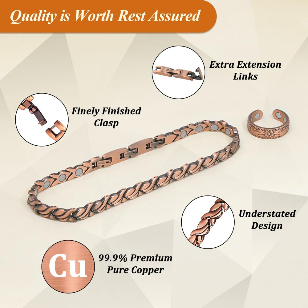 Hypoallergenic Vicmag copper anklet free from lead and nickel