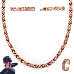 Vicmag copper magnetic necklace front view, subtle magnets for daily wear.