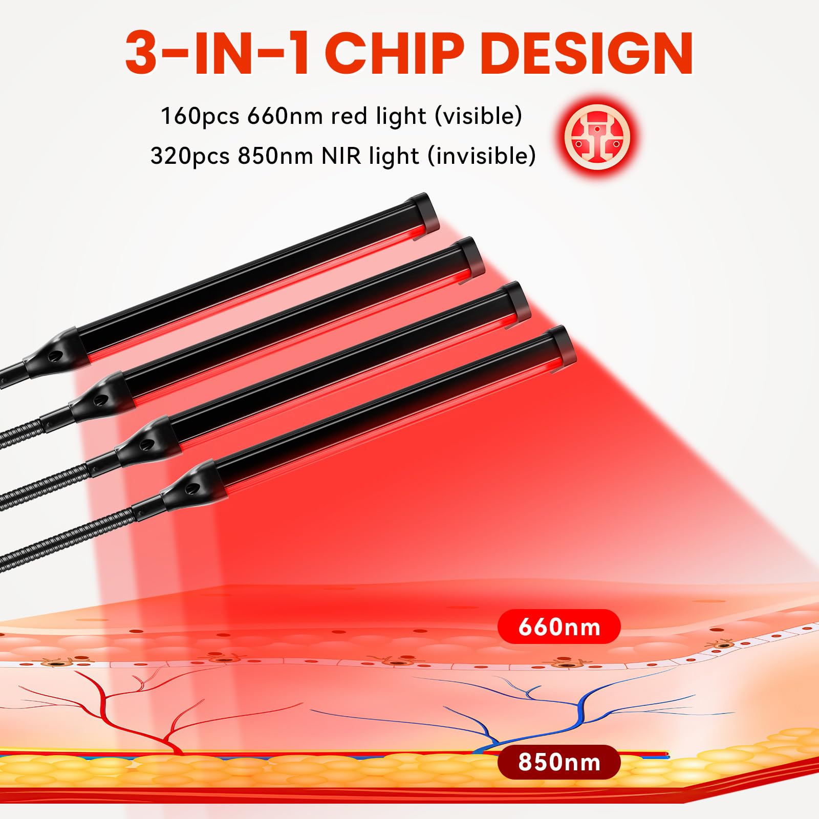660nm red light emission from Viconor LED panel.
