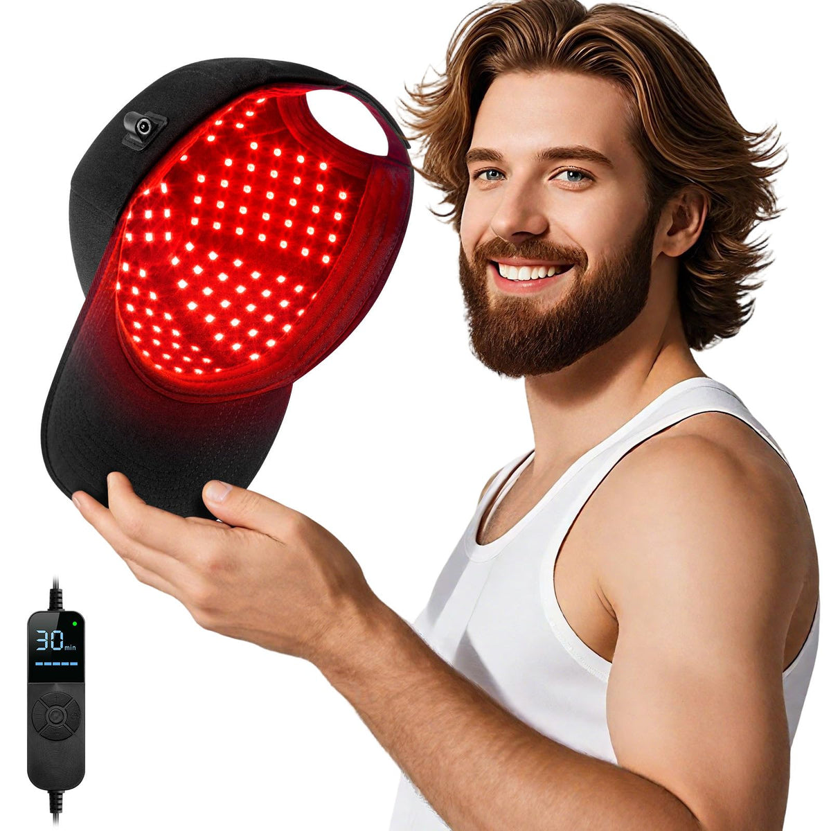 Viconor laser hair growth cap front view for convenient at-home therapy