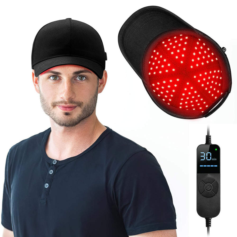 Viconor LED Hair Growth Cap front view; lightweight scalp light therapy during daily wear