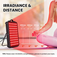 Viconor 300W red light panel irradiance display for efficient sessions