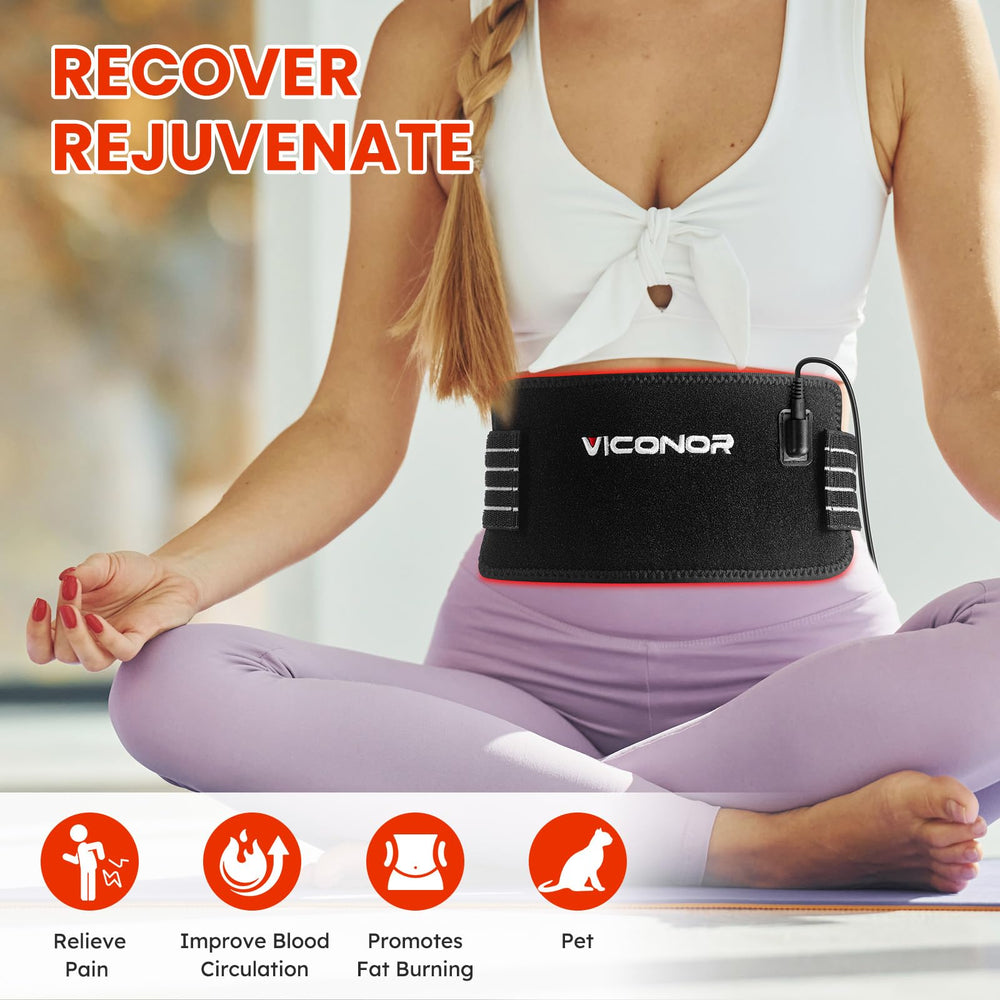 Viconor red light therapy belt back view showing versatile wearable comfort.