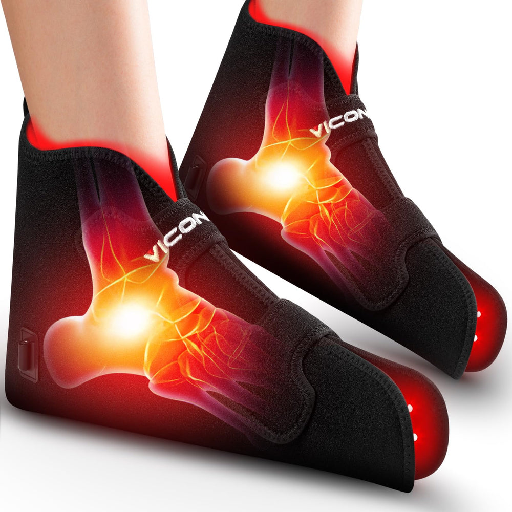 Viconor red light therapy for feet in use, soothing tired feet for daily activity.