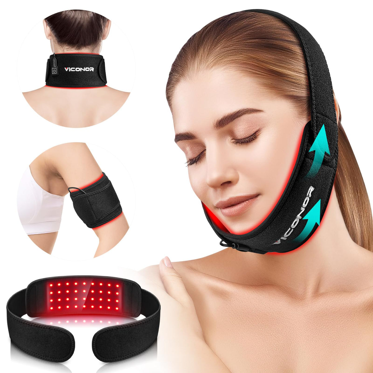 Viconor red light therapy neck belt used for neck relief and comfort